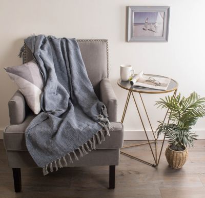 Image showing  Cotton Tonal Textured Throw Blanket, 50 in. x 60 in.