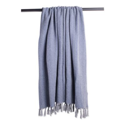 DII Industrial Tonal Textured Woven Throw French Blue 50x60 