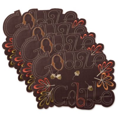 Zingz & Thingz Gobble Gobble Embroidered Place Mat