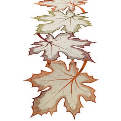 Zingz & Thingz Embroidered Maple Leaves Table Runner