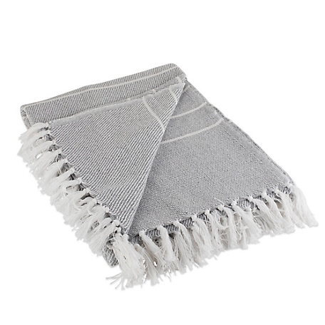 Zingz & Thingz Cotton Gray/White Thin Striped Throw Blanket, 50 in. x 60 in.