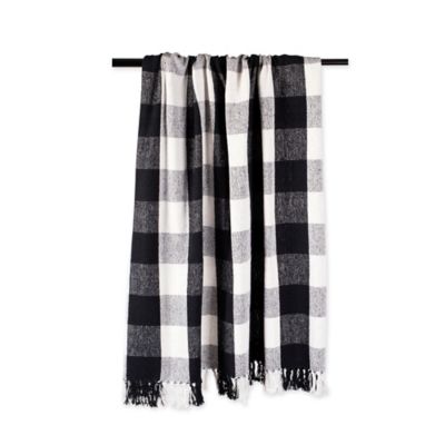 Image showing  Cotton Buffalo Checkered Throw Blanket with Fringe, 50 in. x 60 in.