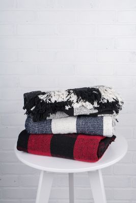 Image showing  Cotton Buffalo Checkered Throw Blanket with Fringe, 50 in. x 60 in.