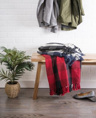 Image showing  Cotton Buffalo Checkered Throw Blanket with Fringe, 50 in. x 60 in.