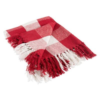 DII Cotton Red and White Buffalo Checkered Throw Blanket