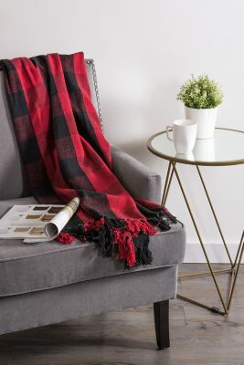 Image showing 6 th DII Cotton Buffalo Checkered Throw Blanket with Fringe, 50 in. x 60 in.