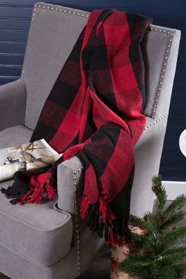 Image showing 9 th DII Cotton Buffalo Checkered Throw Blanket with Fringe, 50 in. x 60 in.