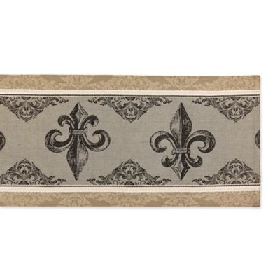 Image showing  Fleur De Lis Striped Jacquard Table Runner