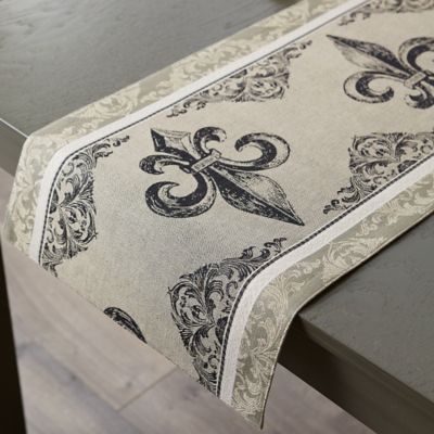 Image showing  Fleur De Lis Striped Jacquard Table Runner