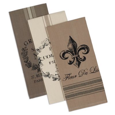 Image showing  Assorted French Grain Sack Dish Towel Set, 3 pc.
