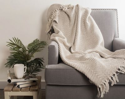Image showing  Cotton Chevron Throw Blanket, 50 in. x 60 in.
