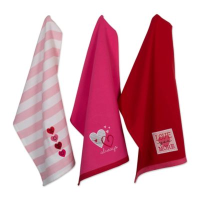 DII Assorted Valentine's Day Embroidered Dish Towel Set, 18 in. x 28 in., 3 pc.