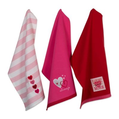 Zingz & Thingz Assorted Valentine's Day Embroidered Dish Towel Set, 18 in. x 28 in., 3 pc.