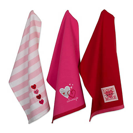 Valentine Hearts and Bones Kitchen Hanging Dish Towel 