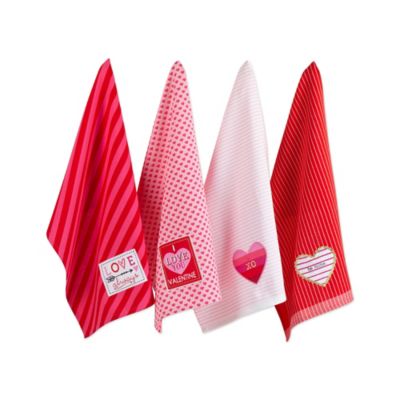 Image showing  Assorted Valentines Embellished Dish Towel Set, 4 pc.