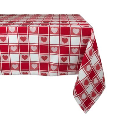 DII Hearts Woven Checkered Tablecloth, Compatible with Tables that Seat 6-8 People