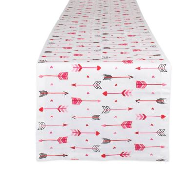 DII Hearts and Arrow Print Table Runner, 14 in. x 72 in., Compatible with Tables that Seat 4-6 People