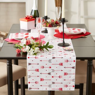 Image showing  Hearts and Arrow Print Table Runner, 14 in. x 72 in., Compatible with Tables that Seat 4-6 People