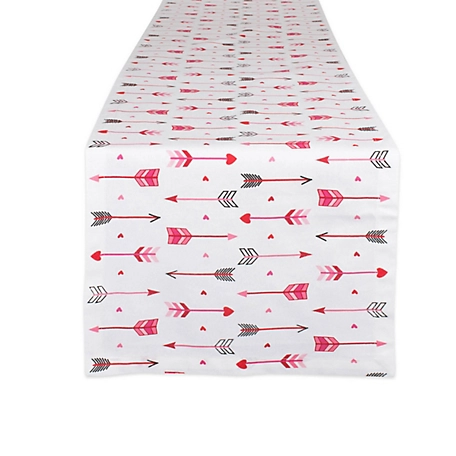 Zingz & Thingz Hearts and Arrow Print Table Runner, 14 in. x 72 in., Compatible with Tables that Seat 4-6 People