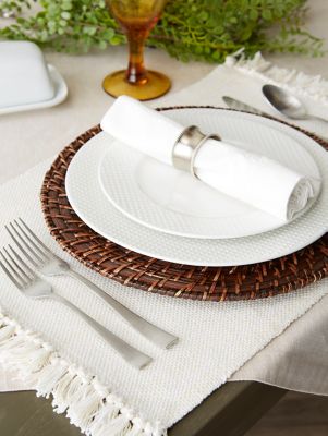 Image showing  Variegated Fringe Cotton Place Mats, 6-Pack