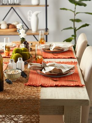 Image showing  Variegated Fringe Cotton Place Mats, 6-Pack