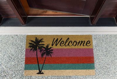 Image showing  Welcome Palm Tree Natural Fiber Door Mat, 18 in. x 30 in.