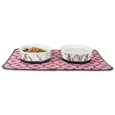 Image showing 3 th Bone Dry White Marble Pet Bowls, 2 ct.