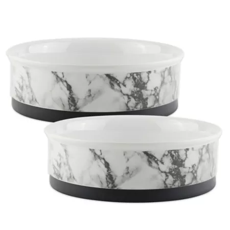 Design Imports White Marble Pet Bowls 2 ct Double Diners