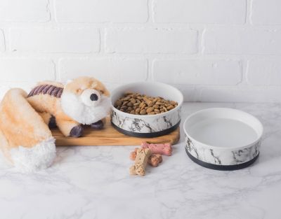 Image showing  White Marble Pet Bowls, 2 ct.