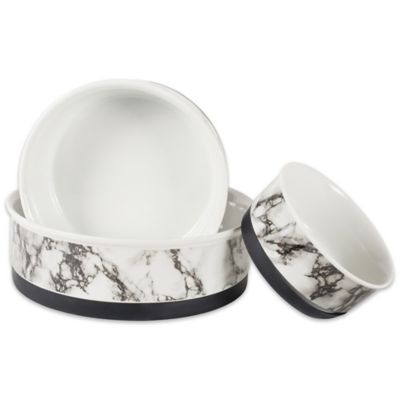 Image showing 5 th Bone Dry White Marble Pet Bowls, 2 ct.
