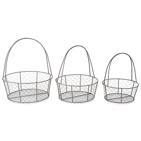 Zingz & Thingz Round Nested Chicken Wire Baskets, 8.67 in. x 11 in. (S), 10.25 in. x 12.61 in. (M), 11.5 x 14.2 in. (L), 3 pc.