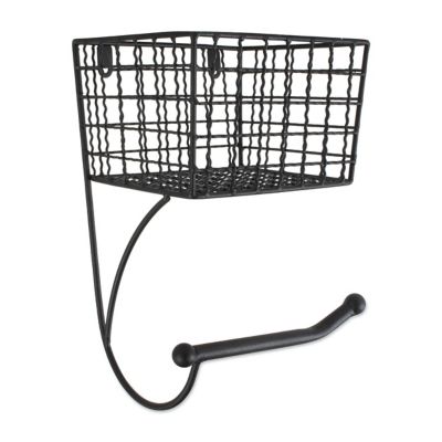 Zingz & Thingz Farmhouse Toilet Paper Holder, Black, 6.3 in. x 5.3 in. x 9.75 in.