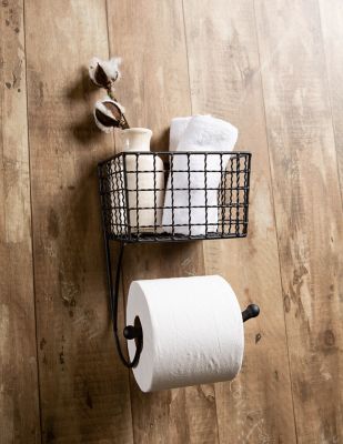 Image showing  Farmhouse Toilet Paper Holder, Black, 6.3 in. x 5.3 in. x 9.75 in.