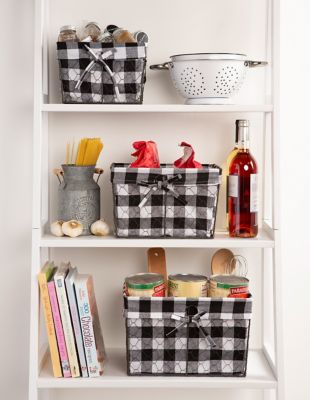 Image showing  Assorted Vintage Chicken Wire Baskets with Checkered Liners, 3 pc.