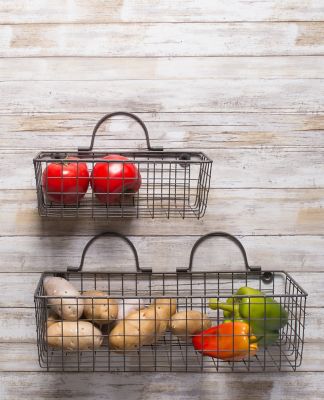 Image showing 4 th DII Wire Wall Baskets, 17.73 in. x 6.7 in. x 5.12 in. (Large), 11.83 in. x 5.52 in. x 3.94 in. (Medium), 2 pc.