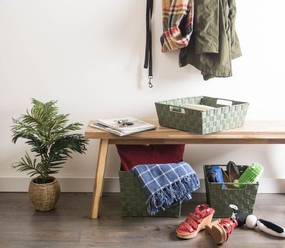 Image showing  Basketweave Trapezoid Nylon Bins, 13 in. x 15 in. x 5 in., 2 pc.