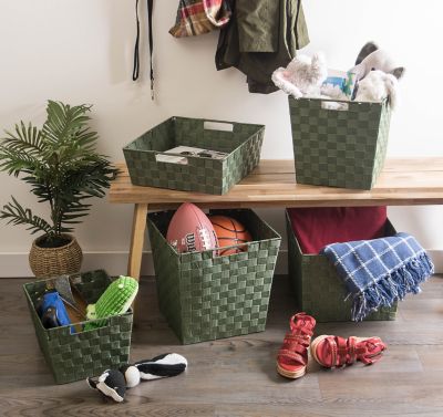 Image showing 6 th DII Basketweave Trapezoid Nylon Bins, 13 in. x 15 in. x 5 in., 2 pc.