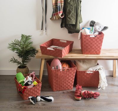 Image showing  Basketweave Trapezoid Nylon Bins, 13 in. x 15 in. x 5 in., 2 pc.