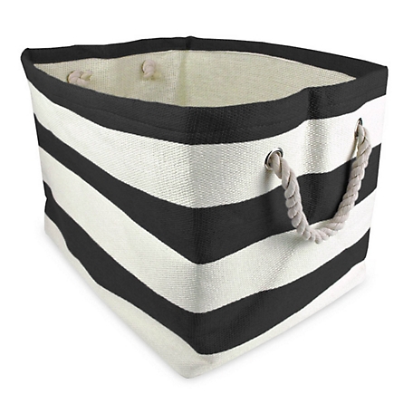 Zingz & Thingz Striped Gray Rectangle Paper Bin