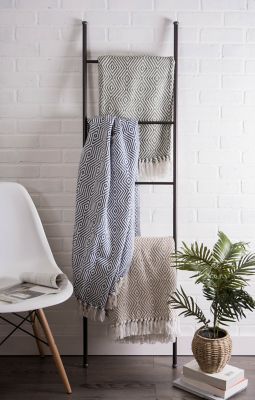 Image showing  Cotton X-Diamond Geometric Throw Blanket, 50 in. x 60 in.