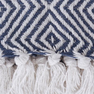 Image showing  Cotton X-Diamond Geometric Throw Blanket, 50 in. x 60 in.