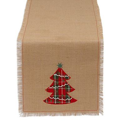Zingz & Thingz Embroidered Tree Burlap Table Runner