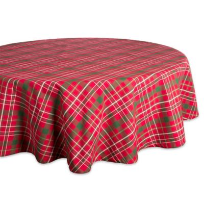 Zingz & Thingz Tartan Holly Plaid Round Tablecloth