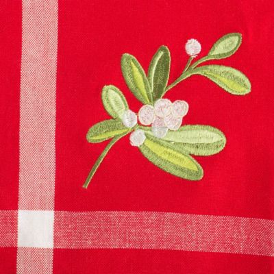 Image showing  Embroidered Mistletoe Corner with Border Table Runner, 14 in. x 72 in.
