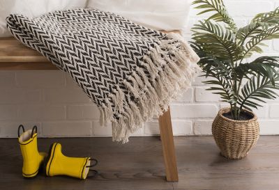 Image showing  Cotton Zig-Zag Throw Blanket, 50 in. x 60 in.