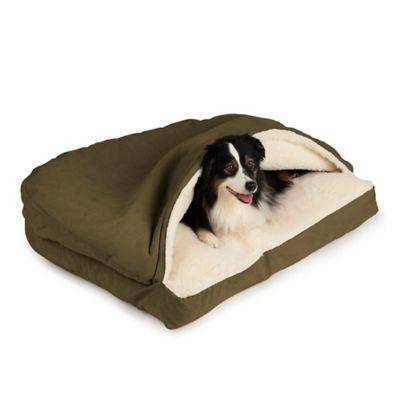 Image showing  Poly/Cotton Rectangular Cozy Cave Hooded Nesting Dog Bed