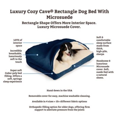 Image showing  Luxury Micro Suede Rectangle Cozy Cave Pet Bed