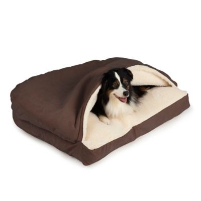 Image showing  Luxury Micro Suede Rectangle Cozy Cave Pet Bed