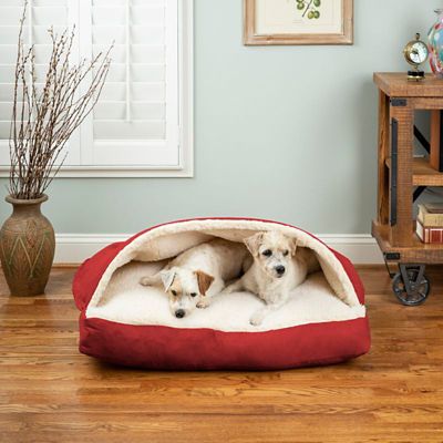 Image showing 0 th Snoozer Poly/Cotton Rectangular Cozy Cave Hooded Nesting Dog Bed
