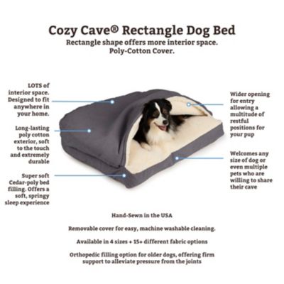 Image showing 2 th Snoozer Poly/Cotton Rectangular Cozy Cave Hooded Nesting Dog Bed